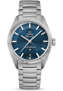 Omega Constellation Globemaster Co Axial Master Chronometer Watch 39 mm Steel Case Fluted Bezel Blue Dial 130.30.39.21.03.001