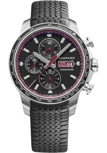 Chopard Mille Miglia GTS Chrono Watch Steel Case Matte Black Dial Black Strap 168571-3001