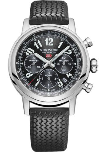 Chopard Mille Miglia Classic Chronograph Watch 42.00 mm Steel Case Galvanic Black Dial Black Strap