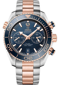 Omega Planet Ocean 600 M Omega Co Axial Master Chronometer Chronograph Watch 45.5 mm Sedna Gold And Steel Case Unidirectional Blue Ceramic Bezel Blue Ceramic Dial 215.20.46.51.03.001