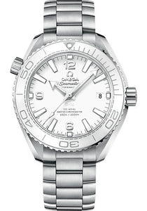 Omega Planet Ocean 600M Co Axial Master Chronometer Watch 39.5 mm Steel Case Unidirectional White Cermaic Bezel White Dial 215.30.40.20.04.001