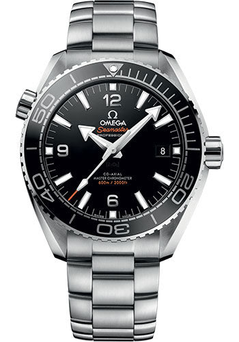 Omega Planet Ocean 600 M Omega Co Axial Master Chronometer Watch 43.5 mm Steel Case Unidirectional Black Ceramic Bezel Black Ceramic Dial 215.30.44.21.01.001