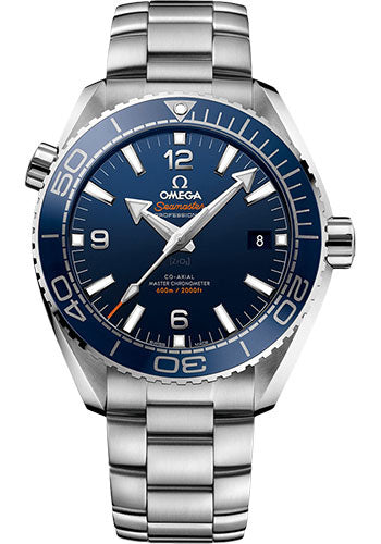 Omega Planet Ocean 600 M Omega Co axial Master Chronometer Watch 43.5 mm Steel Case Unidirectional Blue Ceramic Bezel Blue Ceramic Dial 215.30.44.21.03.001