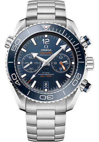 Omega Planet Ocean 600 M Omega Co Axial Master Chronometer Chronograph Watch 45.5 mm Steel Case Unidirectional Blue Ceramic Bezel Blue Ceramic Dial 215.30.46.51.03.001