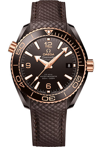 Omega Seamaster Planet Ocean 600M Co-Axial Master Chronometer Watch 39.5 mm Brown Ceramic Case Unidirectional Bezel Brown Ceramic Dial Quilted Brown Rubber Strap 215.62.40.20.13.001