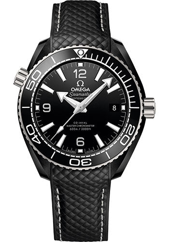 Omega Seamaster Planet Ocean 600M Co-Axial Master Chronometer Watch 39.5 mm Black Ceramic Case Unidirectional Bezel Black Ceramic Dial Quilted Black Rubber Strap 215.92.40.20.01.001