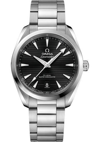 Omega Aqua Terra 150M Co Axial Master Chronometer Watch 38 mm Steel Case Black Dial Brushed And Polished Steel Bracelet 220.10.38.20.01.001