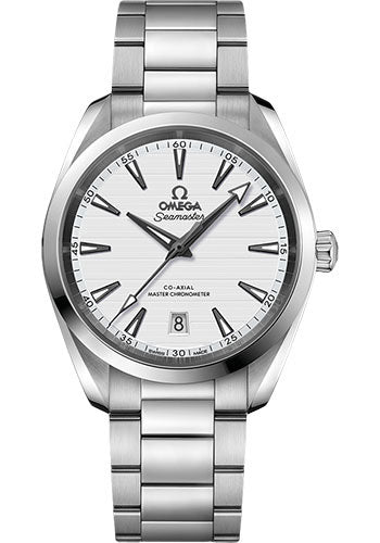 Omega Aqua Terra 150M Co Axial Master Chronometer Watch 38 mm Steel Case Silvery Dial Brushed And Polished Steel Bracelet 220.10.38.20.02.001