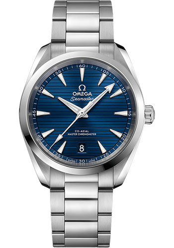 Omega Aqua Terra 150M Co Axial Master Chronometer Watch 38 mm Steel Case Blue Dial Brushed And Polished Steel Bracelet 220.10.38.20.03.001