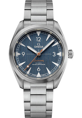 Omega Seamaster Railmaster Omega Co Axial Master Chronometer Watch 40 mm Steel Case Vertically Brushed Blue Jeans Dial 220.10.40.20.03.001