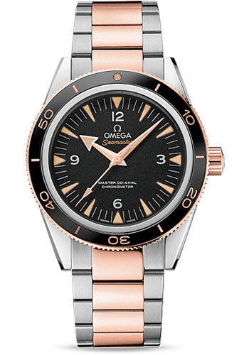 Omega Seamaster 300 Omega Master Co-Axial Watch 41 mm Steel And Sedna Gold Case Unidirectional Sedna Gold Bezel Black Dial 233.20.41.21.01.001