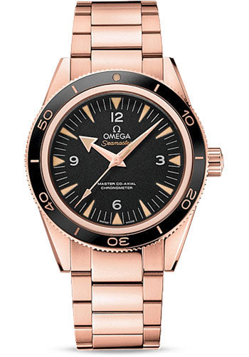 Omega Seamaster 300 Omega Master Co-Axial Watch 41 mm Brushed And Polished Sedna Gold Case Unidirectional Sedna Gold Bezel Black Dial 233.60.41.21.01.001