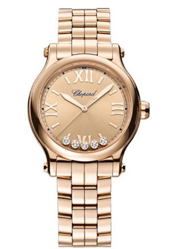 Chopard Happy Sport Watch 33.00 mm Rose Gold Diamond Case Rose Gold Toned Dial 275378-5008