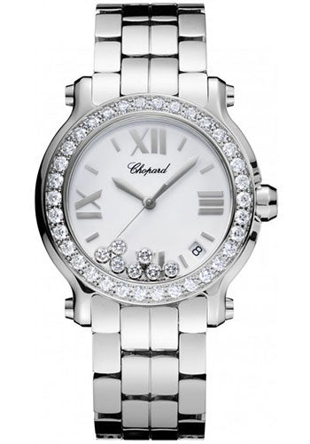 Chopard Happy Sport Medium Watch 36 mm Steel Case Diamond Bezel White Diamond Dial 278477-3008