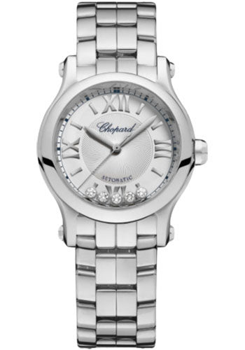 Chopard Happy Sport Round Watch 30.00 mm Steel Case Silver Dial 278573-3012