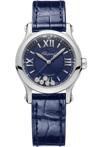 Chopard Happy Sport Watch 30.00 mm Steel Diamond Case Blue Dial Blue Strap 278573-3016