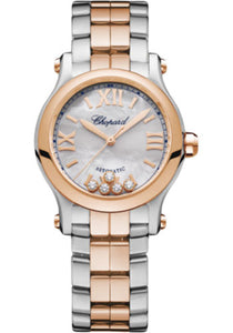 Chopard Happy Sport Round Watch 30.00 mm Rose Gold And Steel Case Mother of Pearl Dial 278573-6019