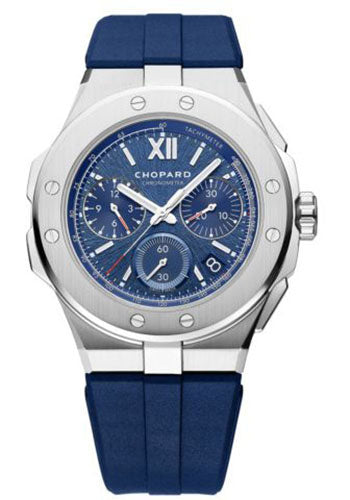 Chopard Alpine Eagle XL Chrono Watch 44.00 mm Steel Case Aletsch Blue Dial Blue Rubber Strap 298609-3003