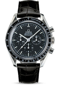 Omega Speedmaster Moonwatch Professional Watch 42 mm Steel Case Tachymeter Bezel Black Dial Black Leather Strap 311.33.42.30.01.001