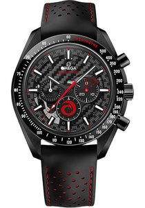 Omega Speedmaster Dark Side of the Moon Chronograph Team Alinghi Watch 44.25 mm Black Ceramic Case Black Dial Black and Red Strap 311.92.44.30.01.002