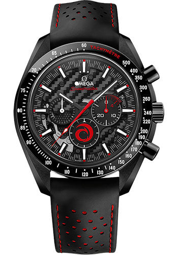 Omega Speedmaster Dark Side of the Moon Chronograph Team Alinghi Watch 44.25 mm Black Ceramic Case Black Dial Black and Red Strap 311.92.44.30.01.002