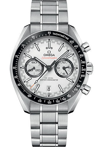 Omega Speedmaster Racing Co Axial Master Chronograph Watch 44.25 mm Steel Case Black Ceramic Bezel White Dial 329.30.44.51.04.001