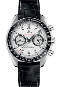 Omega Speedmaster Racing Co Axial Master Chronograph Watch 44.25 mm Steel Case Black Ceramic Bezel White Dial Black Leather Strap 329.33.44.51.04.001