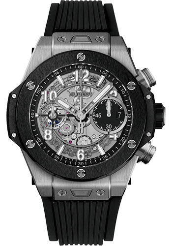 Hublot Big Bang Unico Titanium Ceramic Watch 42 mm Black Dial Black Lined Rubber Strap  441.NM.1171.RX