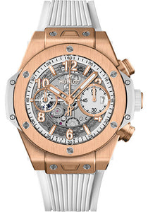 Hublot Big Bang Unico King Gold White Watch 42 mm White Dial White Rubber Strap 441.OE.2011.RW