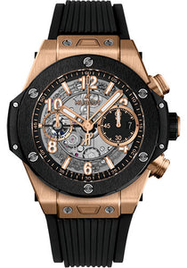 Hublot Big Bang Unico King Gold Ceramic Watch 42 mm Black Skeleton Dial Black Rubber Strap 441.OM.1181.RX