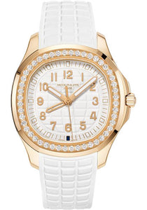 Patek Philippe Aquanaut Quartz Rose Gold Case Diamond Bezel White Dial White Composite Strap 5269/200R-001