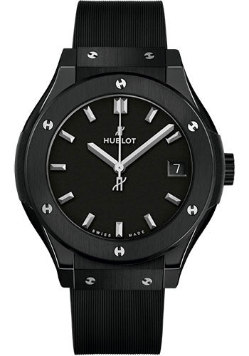 Hublot Classic Fusion Black Magic Watch 33 mm Black Dial Black Lined Rubber Strap 581.CM.1171.RX