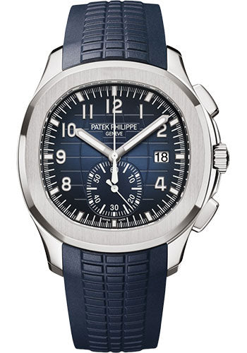 Patek Philippe Aquanaut Selfwinding Chronograph White Gold Case Blue Dial Midnight Blue Composite Strap  5968G-001