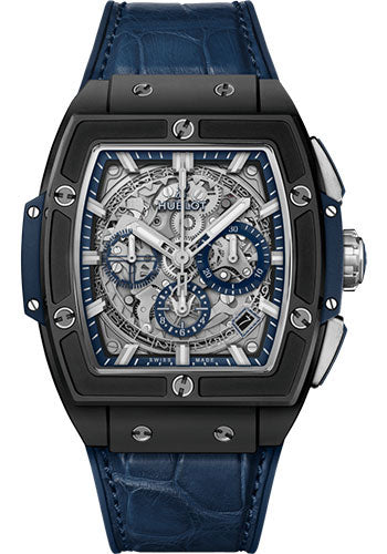 Hublot Spirit of Big Bang Ceramic Blue Watch 42 mm Sapphire Dial Blue Rubber and Leather Strap 641.CI.7170.LR