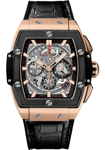 Hublot Spirit of Big Bang King Gold Ceramic Watch 42 mm Sapphire Dial Black Rubber and Leather Strap 641.OM.0183.LR