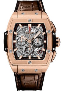 Hublot Spirit of Big Bang King Gold Watch 42 mm Sapphire Dial Black Rubber and Brown Leather Strap 641.OX.0183.LR