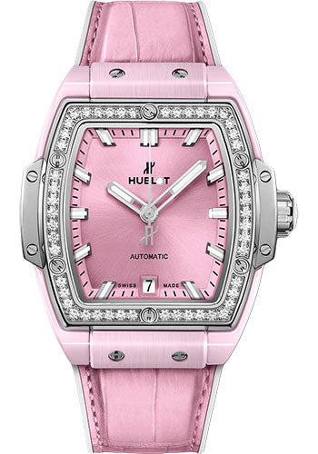 Hublot Spirit Of Big Bang Pink Ceramic Titanium Diamonds Watch 39 mm Pink Dial  665.RN.891P.LR.1204