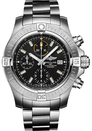 Breitling Avenger Chronograph 45 Watch Stainless Steel Black Dial Metal Bracelet A13317101B1A1