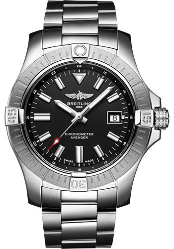 Breitling Avenger Automatic 43 Watch Stainless Steel Black Dial Metal Bracelet A17318101B1A1