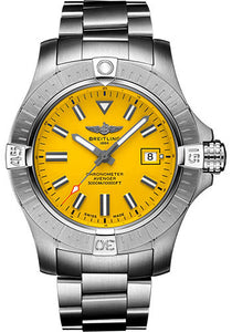 Breitling Avenger Automatic 45 Seawolf Watch Stainless Steel Yellow Dial Metal Bracelet A17319101I1A1