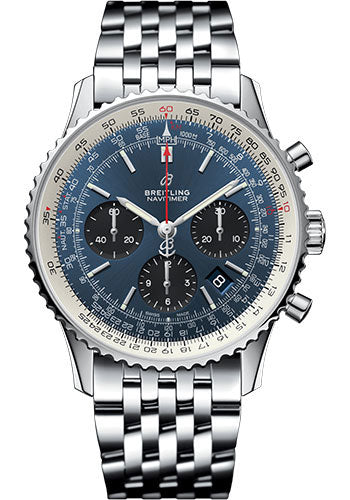 Breitling Navitimer 1 B01 Chronograph 43 Watch Steel Case Mercury Silver Dial Steel Pilot Bracelet AB0121211C1A1