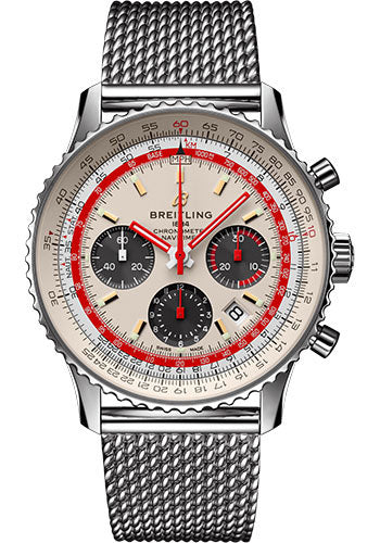 Breitling Navitimer B01 Chronograph 43 TWA Watch Steel White Dial Steel Bracelet AB01219A1G1A1