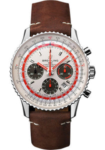 Breitling Navitimer B01 Chronograph 43 TWA Watch Steel White Dial Brown Nubuck Strap Folding Buckle AB01219A1G1X2