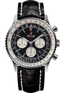 Breitling Navitimer 1 B01 Chronograph 46 Watch Steel Case Black Dial Black Croco Strap Tang Buckle