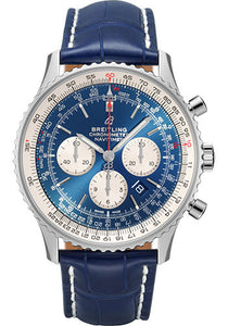 Breitling Navitimer B01 Chronograph 46 Watch - Steel Aurora Blue Dial Blue Croco Strap Folding Buckle AB0127211C1P2