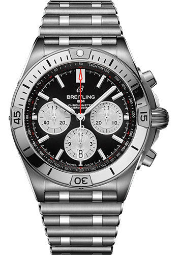 Breitling Chronomat B01 42 Watch Stainless Steel Black Dial Metal Bracelet AB0134101B1A1