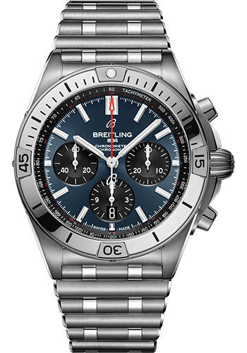 Breitling Chronomat B01 42 Watch Stainless Steel Blue Dial Metal Bracelet AB0134101C1A1