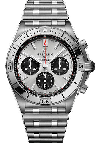 Breitling Chronomat B01 42 Watch Stainless Steel Silver Dial Metal Bracelet AB0134101G1A1