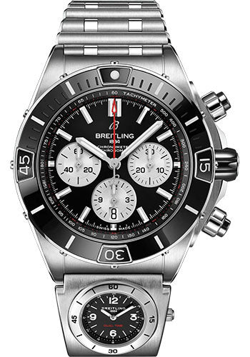 Breitling Super Chronomat B01 44 Watch Stainless Steel Black Dial Metal Bracelet AB0136251B1A2