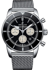 Breitling Superocean Héritage II B01 Chronograph 44 Watch Steel Case Black Dial Steel Aero Classic Bracelet AB0162121B1A1